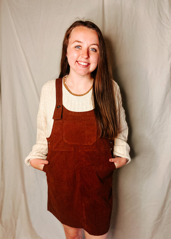 Up For Anything Corduroy Overall Dress